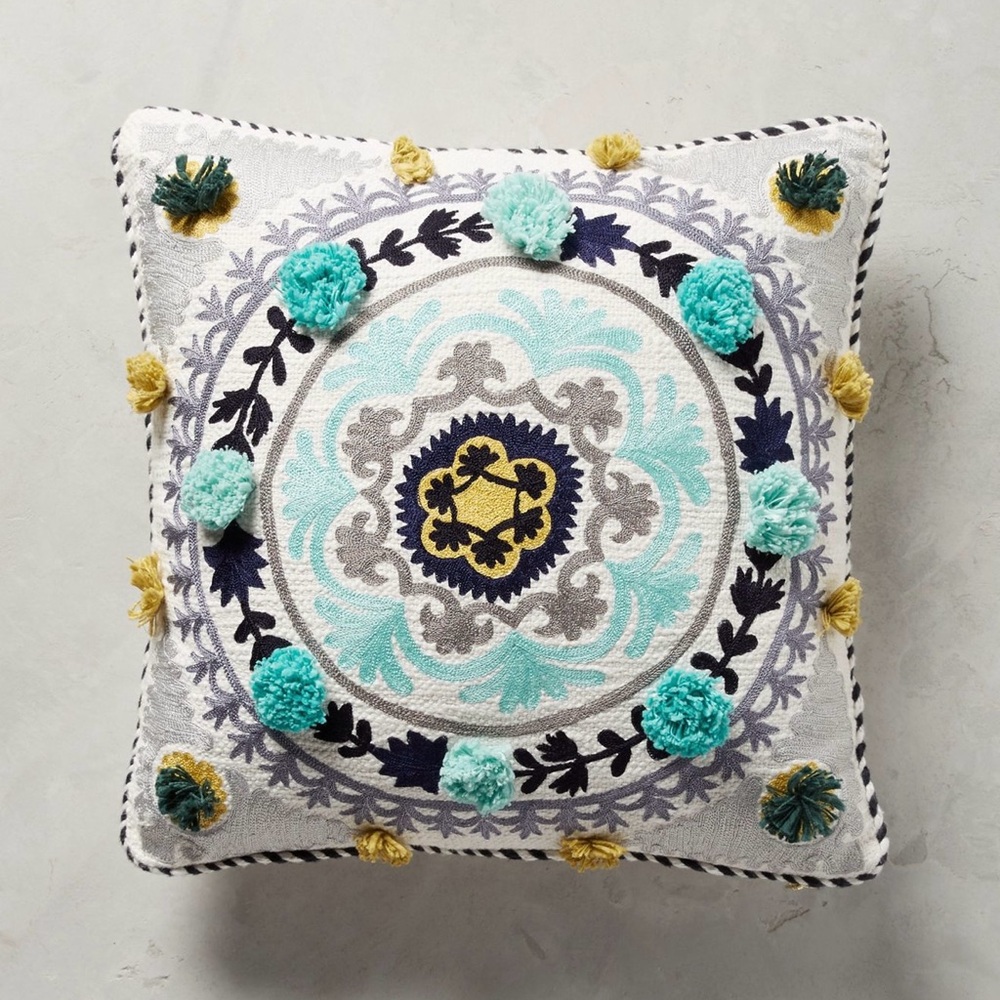 Anthropologie Tufted Leyland Pillow | Turquoise